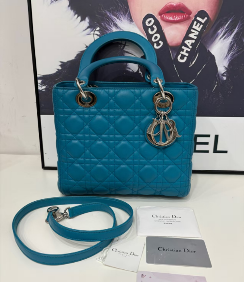 Dior 디올 블루 스웨이드 데이비 핸드백